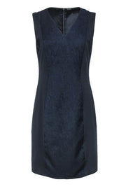 Current Boutique-Elie Tahari - Navy & Black Textured Front Sheath Dress Sz 8