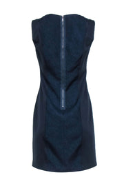 Current Boutique-Elie Tahari - Navy Textured Sleeveless Sheath Dress Sz 4