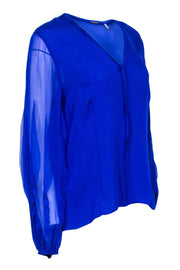 Current Boutique-Elie Tahari - Royal Blue "Peony" Button Down Blouse Sz L