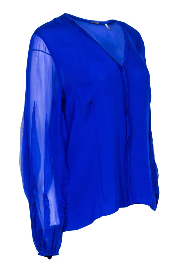 Current Boutique-Elie Tahari - Royal Blue "Peony" Button Down Blouse Sz L