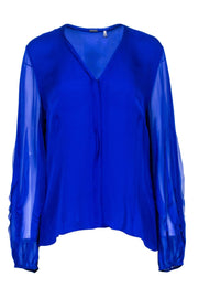 Current Boutique-Elie Tahari - Royal Blue "Peony" Button Down Blouse Sz L