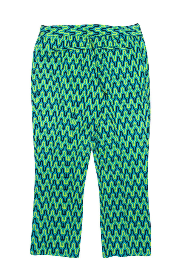 Current Boutique-Elie Tahari - Teal, Black & Yellow Cropped Pants Sz 2