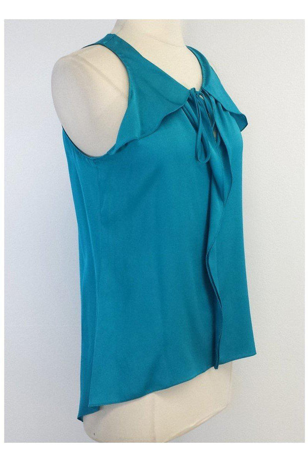 Current Boutique-Elie Tahari - Teal Silk Sleeveless Top Sz S