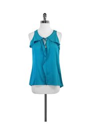 Current Boutique-Elie Tahari - Teal Silk Sleeveless Top Sz S