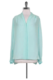 Current Boutique-Elie Tahari - Turquoise Silk Blouse Sz M