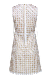 Current Boutique-Elie Tahari - White & Metallic Gold "Rosaleen" Dress Sz 4