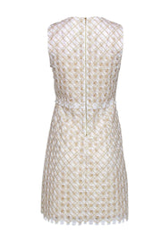 Current Boutique-Elie Tahari - White & Metallic Gold "Rosaleen" Dress Sz 4