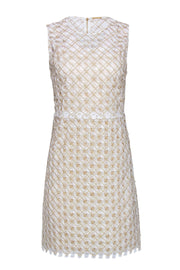 Current Boutique-Elie Tahari - White & Metallic Gold "Rosaleen" Dress Sz 4