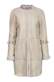 Current Boutique-Elie Tahir - Beige Lamb Leather & Fur Reversible Coat Sz M