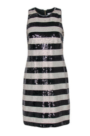 Current Boutique-Eliza J – Black & Cream Two-Way Sequined Sheath Dress Sz S