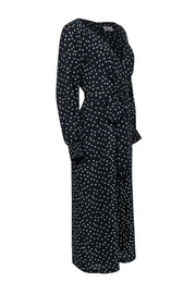 Current Boutique-Eliza J - Black & White Polka Dot Wide Leg Belted Jumpsuit Sz 10