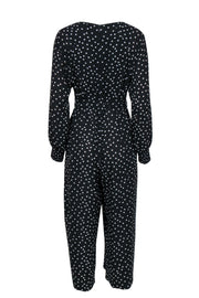 Current Boutique-Eliza J - Black & White Polka Dot Wide Leg Belted Jumpsuit Sz 10