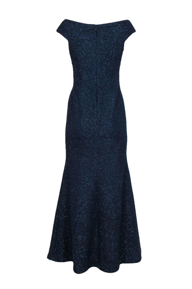 Current Boutique-Eliza J - Navy Sparkly Crinkle Textured Sleeveless Gown Sz 8