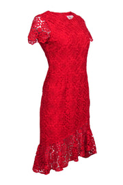 Current Boutique-Eliza J - Red Daisy Lace Mermaid Hem Sheath Dress Sz 2