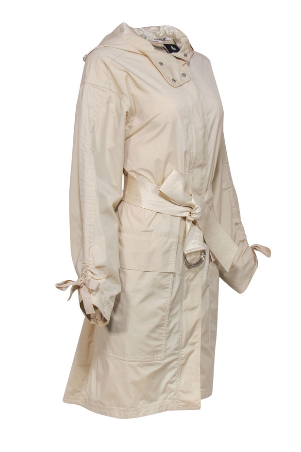 Current Boutique-Elizabeth & James - Beige Snap-Up Hooded Longline "Bowery" Windbreaker Sz M