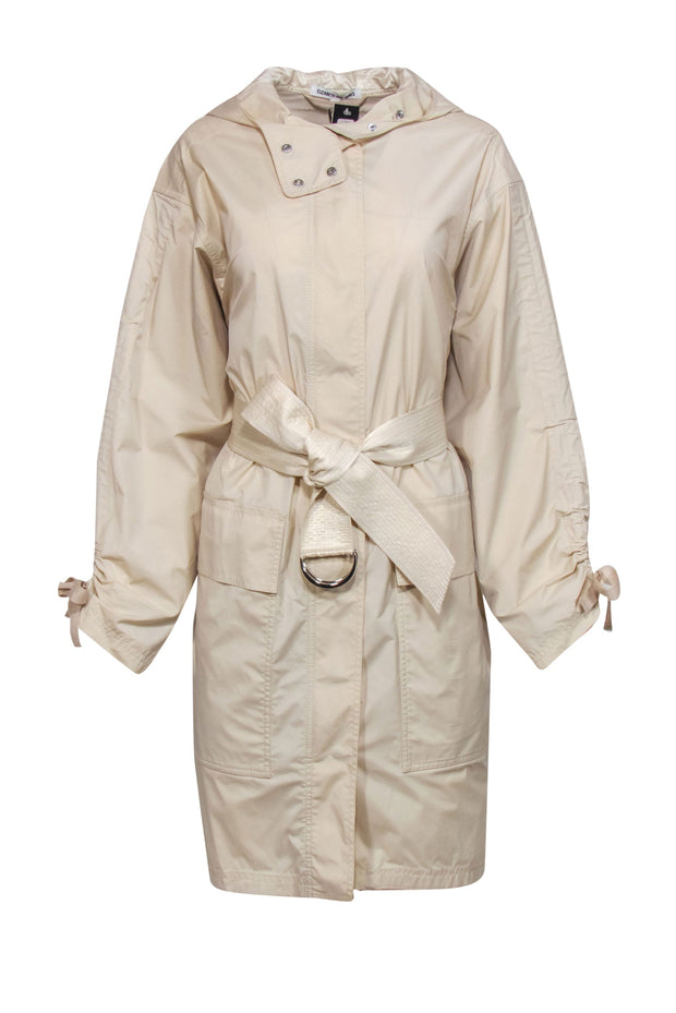 Current Boutique-Elizabeth & James - Beige Snap-Up Hooded Longline "Bowery" Windbreaker Sz M