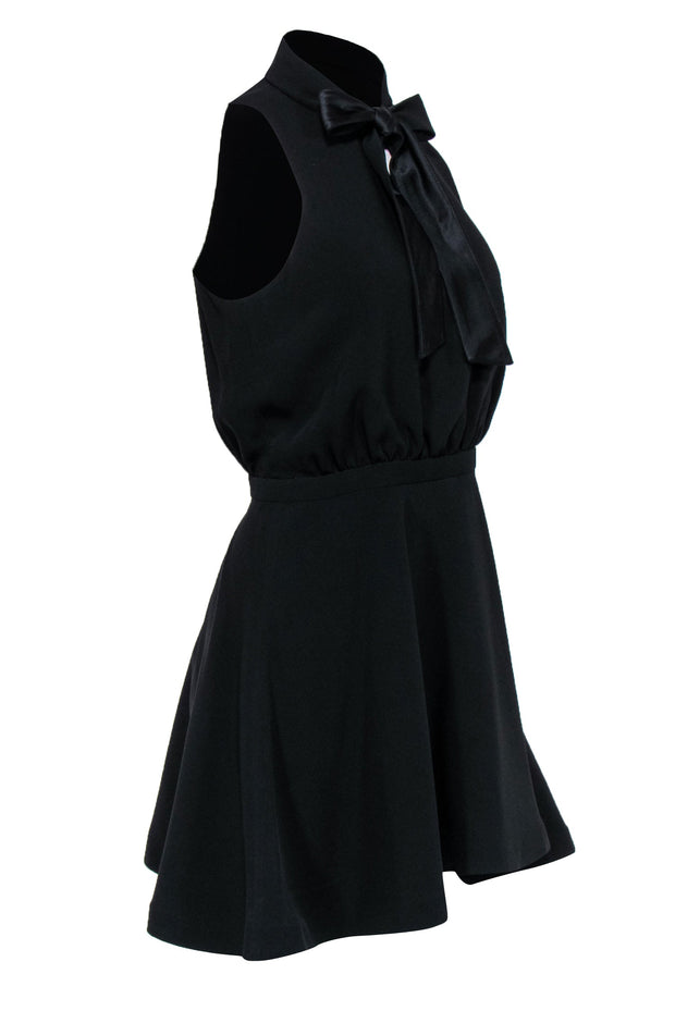 Current Boutique-Elizabeth & James - Black Fit & Flare Dress w/ V-Neck & Tie Front Sz 8