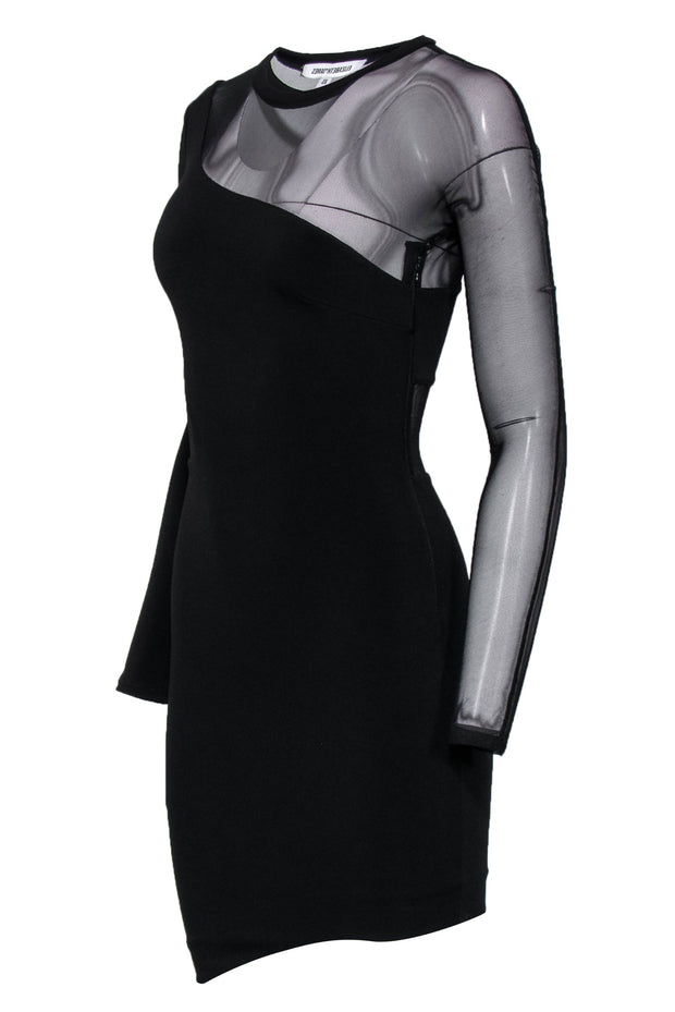 Current Boutique-Elizabeth & James - Black Mesh Sleeve Bodycon Dress w/ Cutouts Sz XS