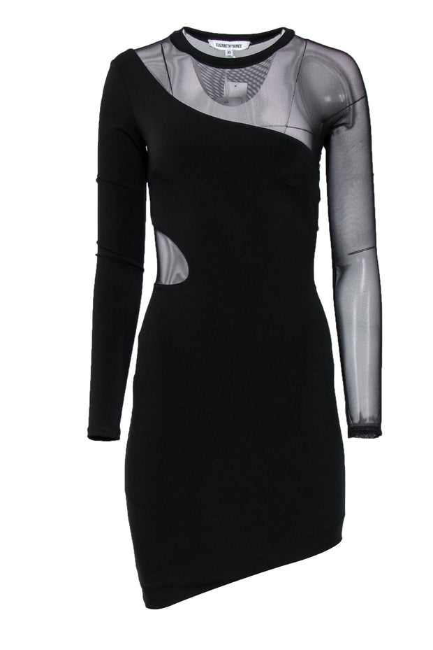 Current Boutique-Elizabeth & James - Black Mesh Sleeve Bodycon Dress w/ Cutouts Sz XS