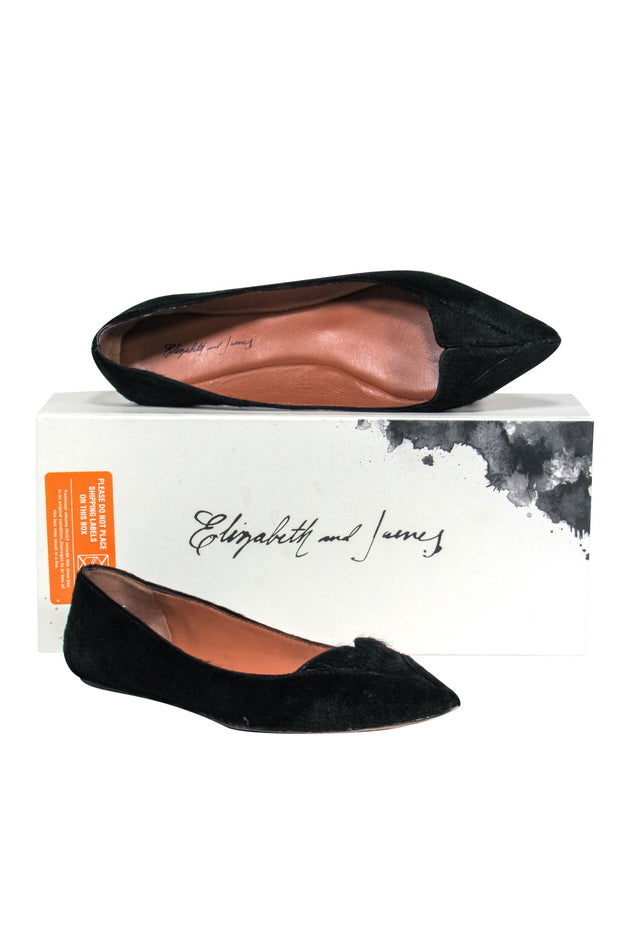 Current Boutique-Elizabeth & James - Black Ponyhair Pointed Toe "Jolt" Flats Sz 7