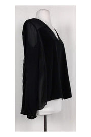 Current Boutique-Elizabeth & James - Black Silk Pleated Blouse Sz S