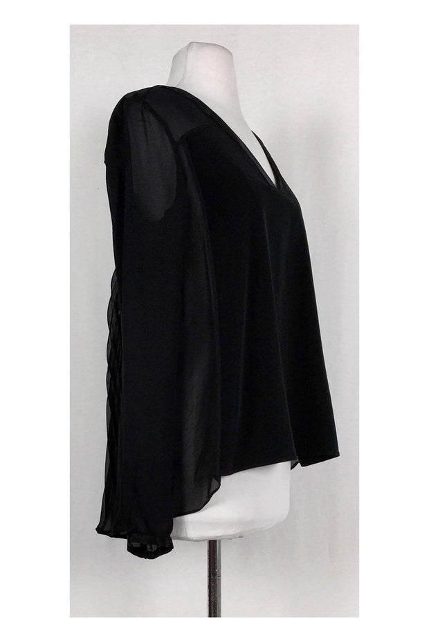 Current Boutique-Elizabeth & James - Black Silk Pleated Blouse Sz S