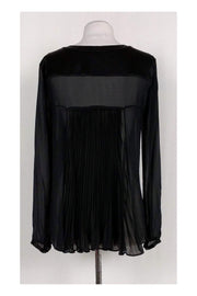 Current Boutique-Elizabeth & James - Black Silk Pleated Blouse Sz S