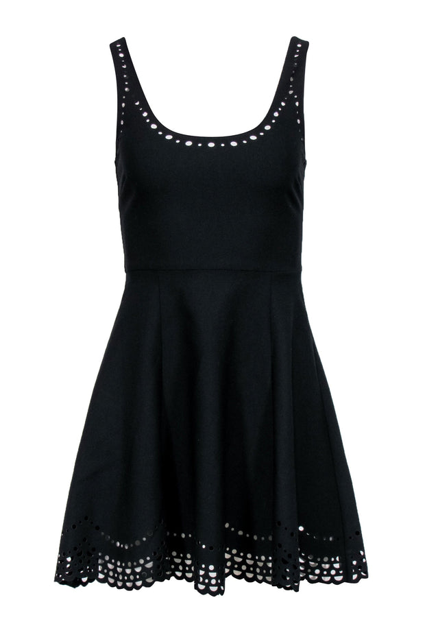 Current Boutique-Elizabeth & James - Black Sleeveless Laser Cut Print Mini Dress Sz 6