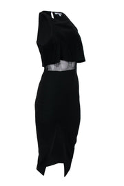 Current Boutique-Elizabeth & James - Black Sleeveless Midi Bodycon Dress w/ Mesh Waist Sz 4