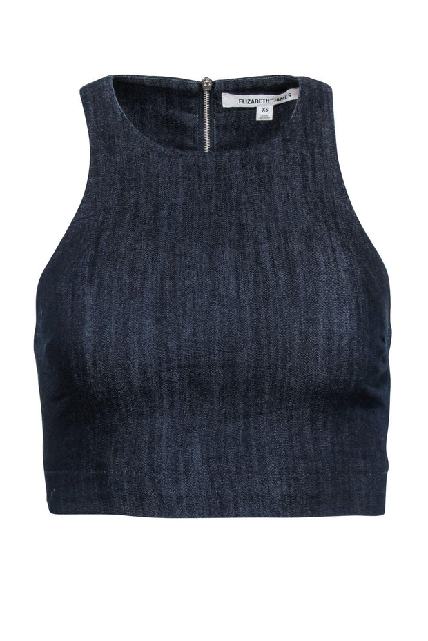 Current Boutique-Elizabeth & James - Dark Wash Denim Sleeveless Racerback Crop Top Sz XS