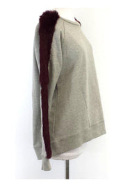 Current Boutique-Elizabeth & James - Grey & Maroon Fur Sweatshirt Sz S