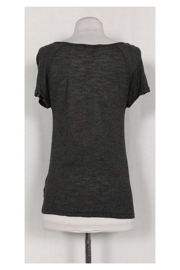 Current Boutique-Elizabeth & James - Grey Mesh Trim T-Shirt Sz S