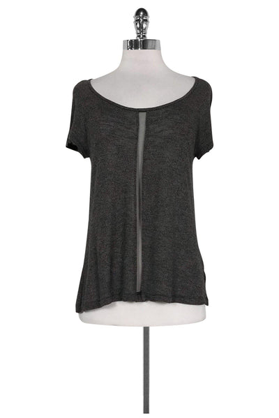 Current Boutique-Elizabeth & James - Grey Mesh Trim T-Shirt Sz S