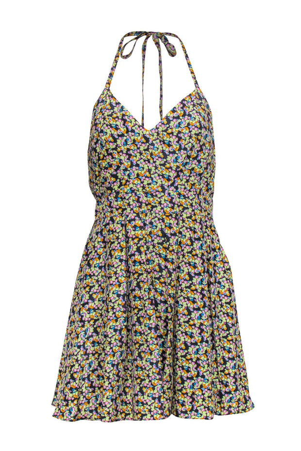 Current Boutique-Elizabeth & James - Multicolored Printed Halter Fit & Flare Dress Sz M