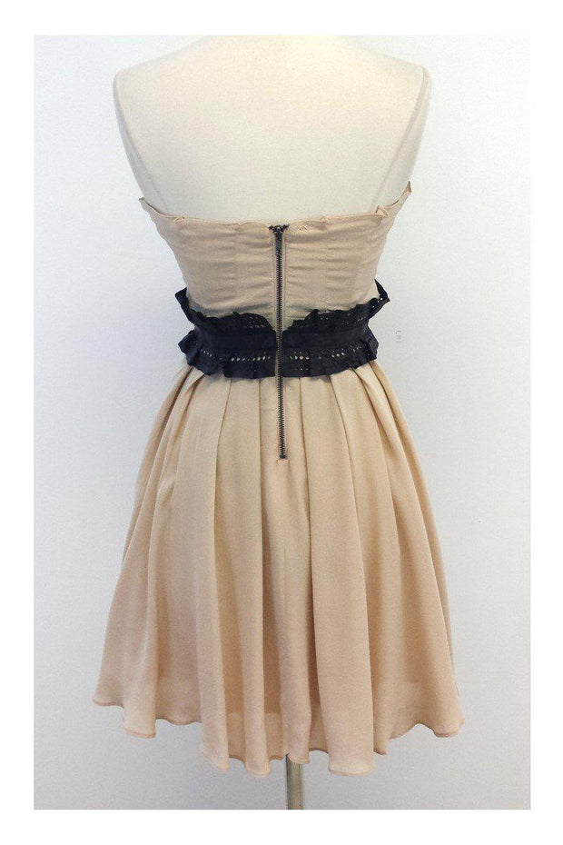 Current Boutique-Elizabeth & James - Nude Silk & Leather Strapless Dress Sz 2