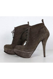 Current Boutique-Elizabeth & James - Taupe Suede Lace-Up Booties Sz 5.5