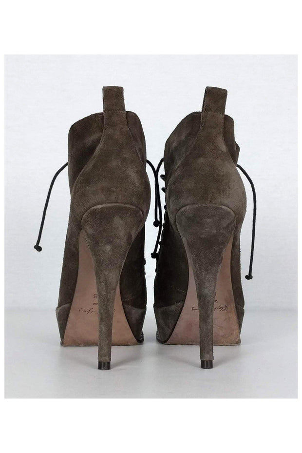 Current Boutique-Elizabeth & James - Taupe Suede Lace-Up Booties Sz 5.5