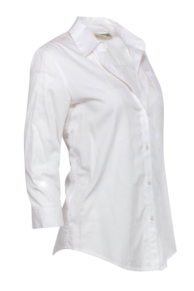 Current Boutique-Elizabeth & James - White Button-Up Long Sleeve Blouse w/ Back Button Design Sz M