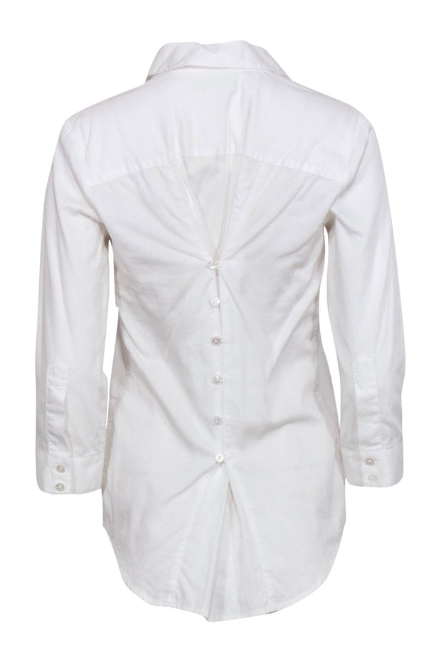 Current Boutique-Elizabeth & James - White Button-Up Long Sleeve Blouse w/ Back Button Design Sz M