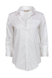 Current Boutique-Elizabeth & James - White Button-Up Long Sleeve Blouse w/ Back Button Design Sz M