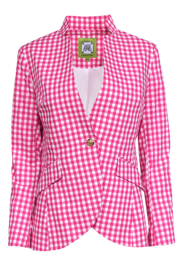 Current Boutique-Elizabeth McKay - Hot Pink Cotton Blazer w/ Gold-Toned Buttons & Pockets Sz XS