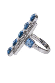 Current Boutique-Elizabeth Showers - Sterling Silver Rectangular Ring w/ Blue Square Stones Sz 5