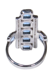 Current Boutique-Elizabeth Showers - Sterling Silver Rectangular Ring w/ Blue Square Stones Sz 5