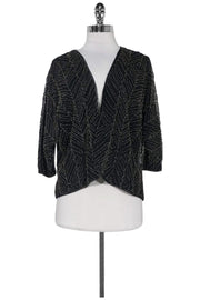 Current Boutique-Ella Moss - Black Semi-Sheer Beaded Jacket Sz L