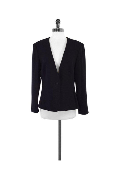 Current Boutique-Emanuel Ungaro - Black Structured Wool Blazer Sz 12