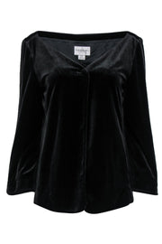 Current Boutique-Emanuel Ungaro - Black Velvet Wide Neck Button-Front Jacket Sz 8