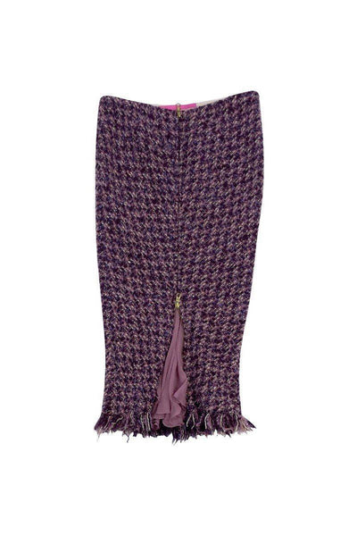 Current Boutique-Emanuel Ungaro - Purple & Pink Tweed Front Zip Skirt Sz 6