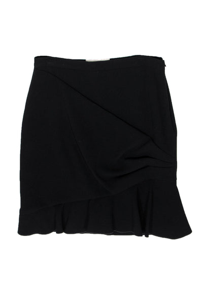 Current Boutique-Emilio Pucci - Black Flounce Virgin Wool Miniskirt Sz 8