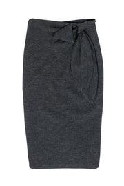 Current Boutique-Emporio Armani - Black & Grey Wool Pencil Skirt w/ Bow Sz 2