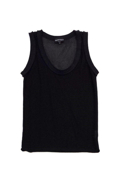 Current Boutique-Emporio Armani - Black Metallic Knit Tank Sz 12